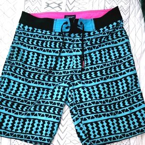 American Eagle Men's small blue/pink swim trunks